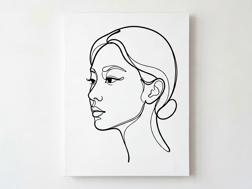 Line art style — single-line minimalist portrait